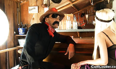 Rikki Six riding a big cock in this XXX Western Parody