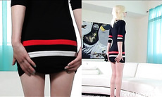 Tall leggy blonde amateur Molly earns her first ever fuck check Though she was a little shy at first