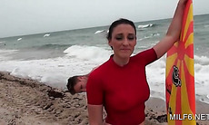 Big ass sexy MILF seducing her hot personal trainer outdoor
