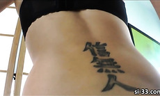 Curvy tranny Eva Lin toys and jerks off