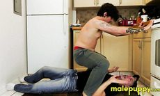 Johnny Mercy pins down the plumber and grinds his bare ass in Richardâs face