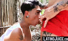 LatinoJuice.com - Tattooed Latino Cain Gomez bred hard outdoors by Robert