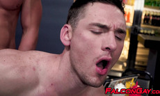 Muscular jocks Ryan Rose and Fane Roberts anal fuck hardcore