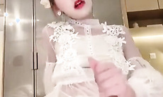 pretty with femboy thailand sissy jerking her dick with