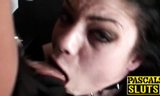 Submissive Lucia swallows cum after Pascal White drills her