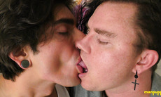 Leo Blue And Johnny Mercy Suck Each Others Tongue Hard