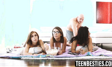 Gina Valentina and friends service a lucky cock