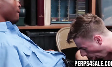 Black cop punishes twink thief with bareback breeding