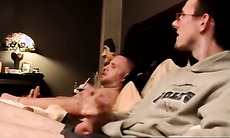 JoeSchmoeXXX.com - Two amateur freaks jerk off together in a cheap motel room