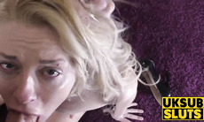 UKSubSluts.com - April Paisley's threesome and nasty BJ with a dominant partner and powerful male