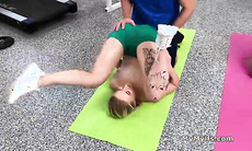 Personal trainer free uses sexy milf and teen in a threesome at the gym