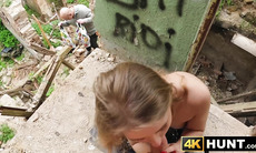 Blindfolded GF Eyla Moore fucks a stranger in an abandoned building