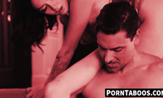 Buff Ryan Driller craves adoration from three steamy vixens