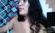 Cute chubby babe with pretty natural big tits