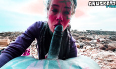 outdoor suckjob with massive cumshot