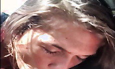 Hot Brunette Giving Blowjob in Car
