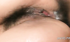 Hardcore fucked asian cutie gets anal creampie in close-up